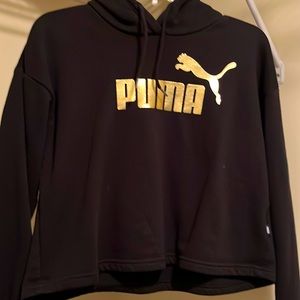PUMA HOODIE, SIZE X-SMALL, black & gold